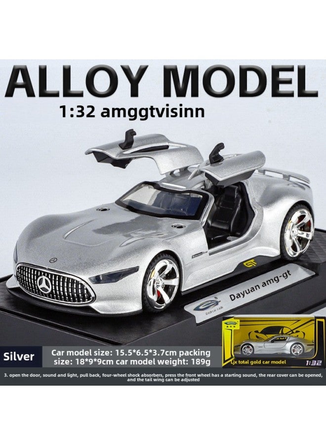 إسكدنيا Simulation 1:32 Ben Alloy Sound And Light Force Car Model Shock Absorber Children's Toys-Color:Boxed 1: 32 Silver - Image 1