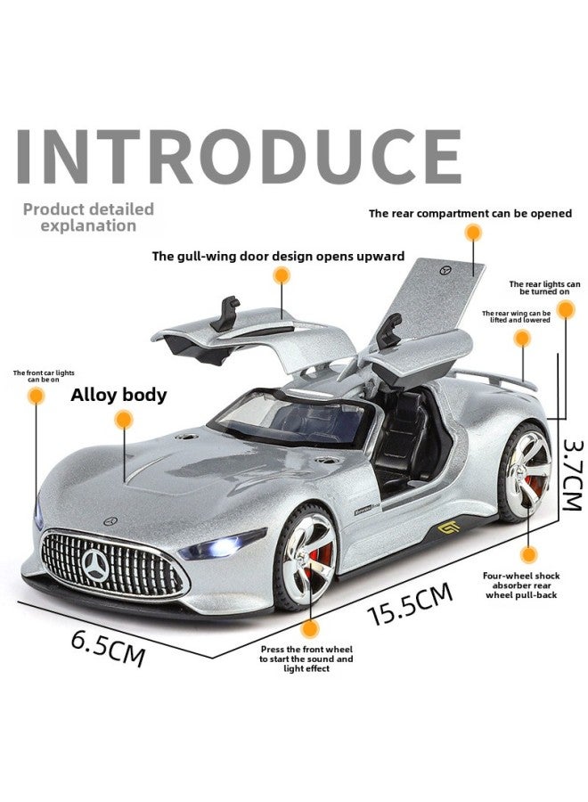 إسكدنيا Simulation 1:32 Ben Alloy Sound And Light Force Car Model Shock Absorber Children's Toys-Color:Boxed 1: 32 Silver - Image 3
