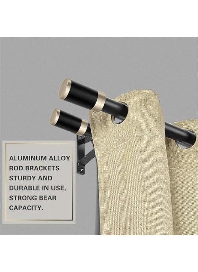 HOOKOR 4Pcs Curtain Rod Bracket, Heavy Duty Curtain Rod Holders for Drapes Wall Heavy Duty, Single Decorative Drapery Rod Hooks Hanger Fit for 1 to 1.2 Inch Drapes Rod, Black Rod Bracket  - Image 5