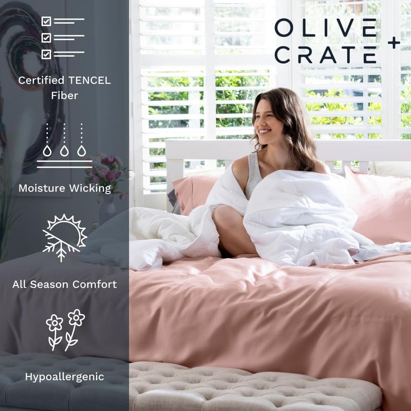 Olive + Crate Eucalyptus Cooling Pillowcase and Sheet Sets California King Size  100% Certified Tencel Fiber  Softer Than 100% Viscose from Bamboo  Deep Pocket Bedding  Oatmeal - Image 3