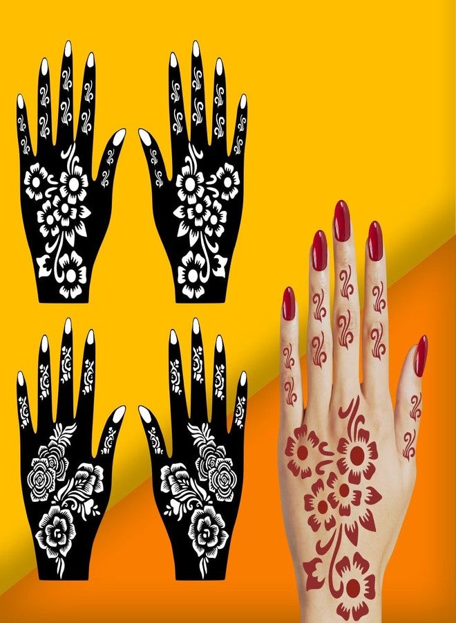 VANVATI Stylish Combo Mehndi Stencil Stickers for Henna Art for Girls and Women Palm, and Finger Design Sticker Pack of 2 - Image 2