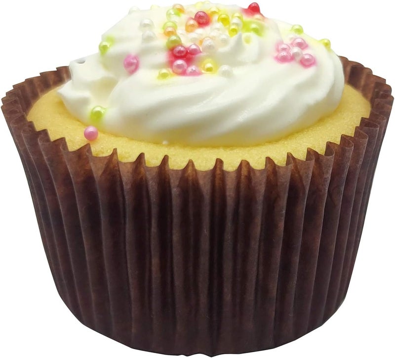 Mombake Premium Coffee Greaseproof Cupcake Liners Muffin Paper Baking Cups Standard Size, 100-Count - Image 4