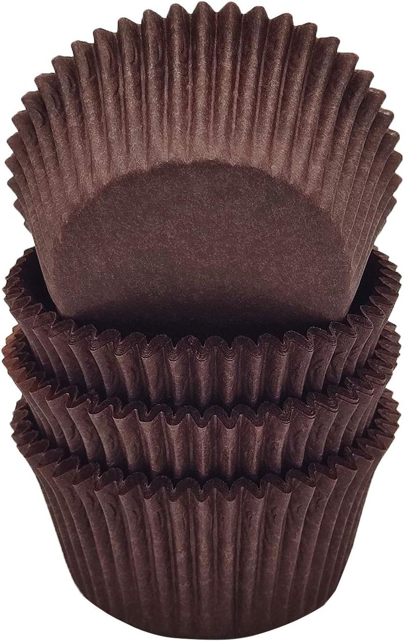 Mombake Premium Coffee Greaseproof Cupcake Liners Muffin Paper Baking Cups Standard Size, 100-Count - Image 1