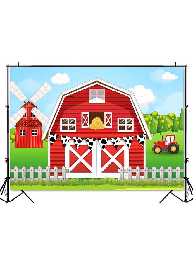 Mocsicka Farm Birthday Backdrop Red Barn Door Farm House Party Banner Farm Animals Theme Birthday Baby Shower Party Decorations Western Cowboy Farm Background For Photography (Red 7X5Ft(82X60 Inch))  - Image 5