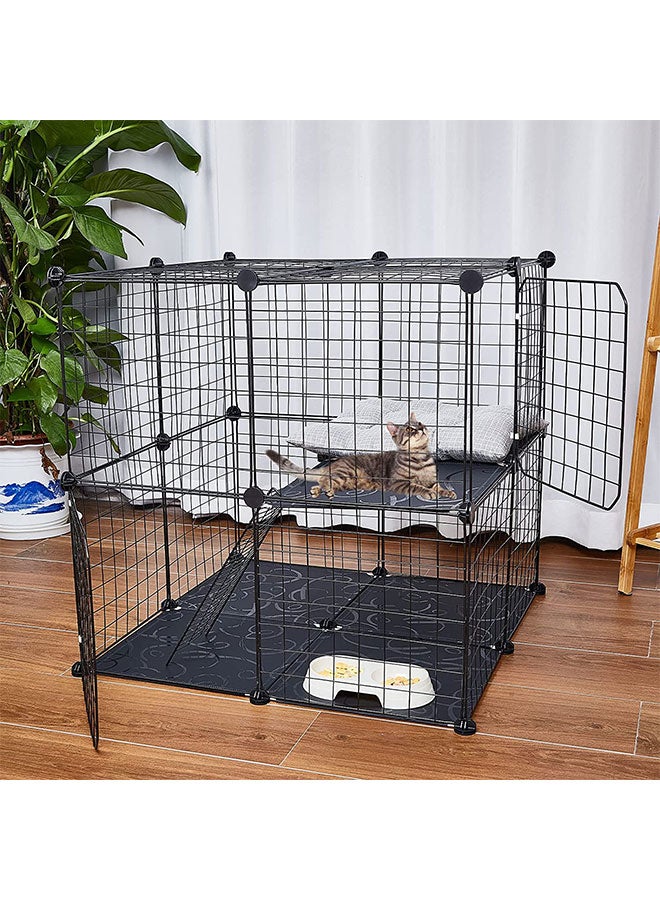 Generic 2 Tier Large Cat Cage Crate DIY Pet Playpen Detachable Dense Metal Wire Ferret Cage Indoor Cat Kennels for Kitten Puppy Bunny Exercise (Black, 27.56 x 27.56）  - Image 1