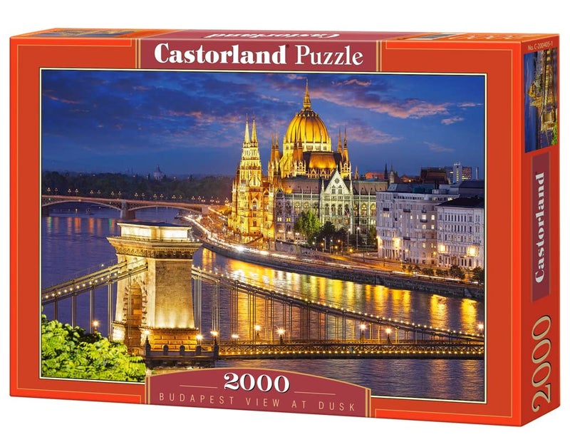 CASTORLAND 2000 Piece Jigsaw Puzzles, Budapest view at dusk, Parliament, Budapest Hungary Puzzle, Adult Puzzles, Castorland C-200405-2 - Image 1