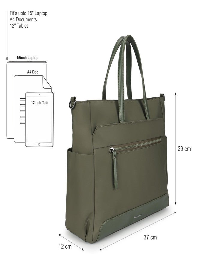 Fastrack Nylon Edit laptop Tote | Nylon Women’s Bag | 2 Compartments, 15" Padded Laptop Sleeve, Bottle Holders, Trolley Sleeve & Dual Carry Straps - Image 4