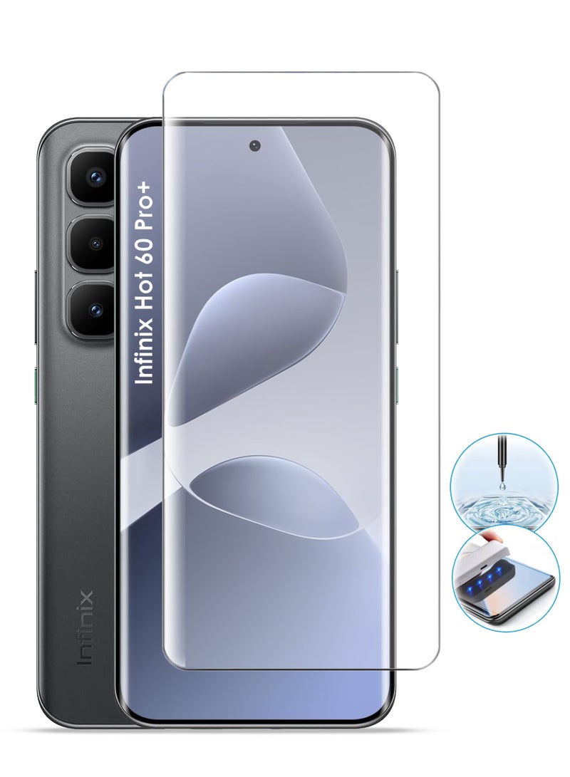 REWO Infinix Hot 60 Pro Plus 5G Screen Protector - UV Advanced Full Screen Tempered Glass For Infinix Hot 60 Pro Plus, Full Adhesive UV Curved Case Friendly HD Clarity With Installation Kit, High Transparency, Delicate Touch, Anti-Explosion, Smooth Arc Edges - Image 1