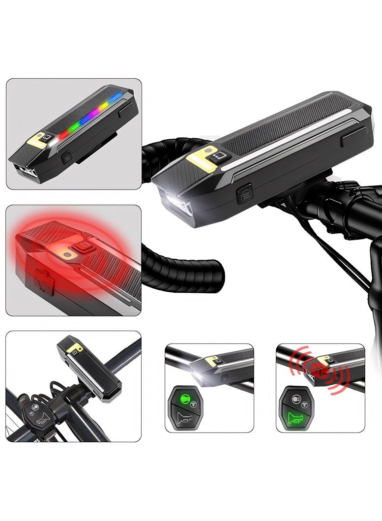 ZONIX Smart Remote Control Bike Headlight with Wireless Remote, Electric Horn, 2400mAh Battery, USB-C Fast Charging, IPX4 Waterproof, 14 Light Modes, Auto Light Sensor, Frequency Matching for Road Cycling, Mountain Biking, Night Commuting - Image 1