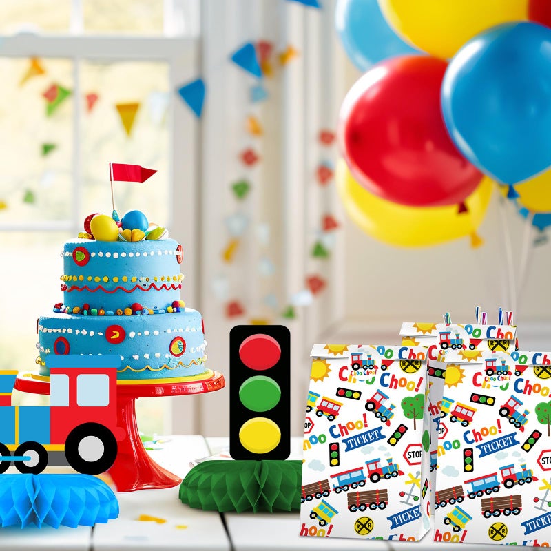 BonBeeDesign Train Party Favors Candy Bags with Stickers - Train Goodie Gift Treat Bags - Train Themed Birthday Party Supplies - Image 4