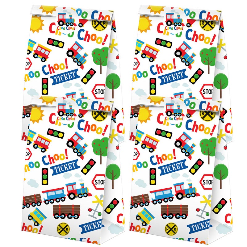 BonBeeDesign Train Party Favors Candy Bags with Stickers - Train Goodie Gift Treat Bags - Train Themed Birthday Party Supplies - Image 1