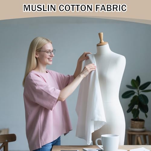 UBCGOTT 100% Cotton Muslin Fabric, 60 Inch X 1 Yard Bleached Muslin Linen Fabric by The Yard, Draping Fabrics Suitable for Sewing Embroidery, Crafts Material,Garments (White) - Image 5