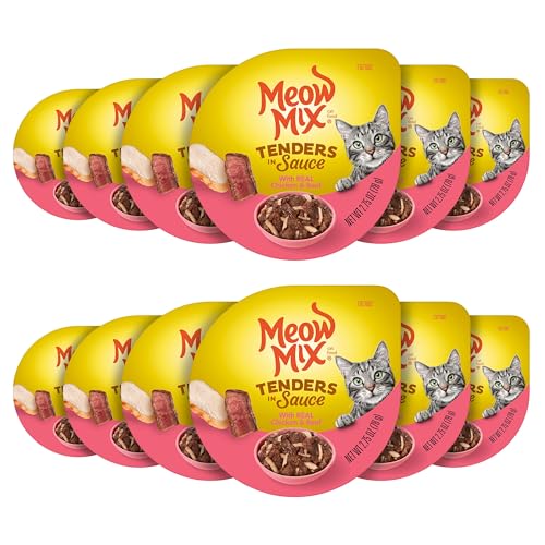 Meow Mix Tenders in Sauce Wet Cat Food, Chicken & Beef, 2.75 Ounce Cup (Pack of 12) - Image 1