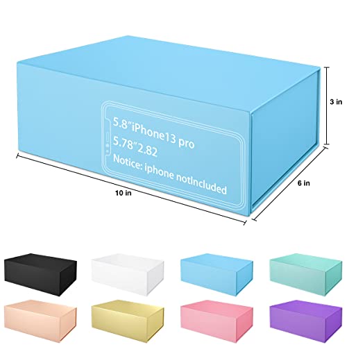 ROSTELACK Blue Gift Box 10" x 6" x 3" with Magnetic Closure Lid Gifts Boxe for Presents,Bridesmaid Gifts Boxes,Cute Box,Birthday Gift Boxe,Luxury for Gifts Packaging, Magnetic Gift Box for Wrapping Gifts (Blue) - Image 2