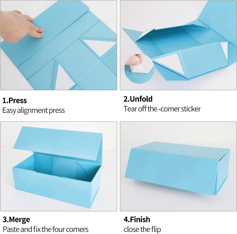 ROSTELACK Blue Gift Box 10" x 6" x 3" with Magnetic Closure Lid Gifts Boxe for Presents,Bridesmaid Gifts Boxes,Cute Box,Birthday Gift Boxe,Luxury for Gifts Packaging, Magnetic Gift Box for Wrapping Gifts (Blue) - Image 4