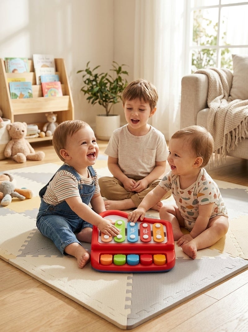 general Brand Red 2-in-1 Xylophone Piano Musical Toy for Toddlers & Kids, Early Educational Instrument with 8 Keys & Mallets, Sensory Learning Keyboard for Boys Girls Baby Development Toys 8011 - Image 1