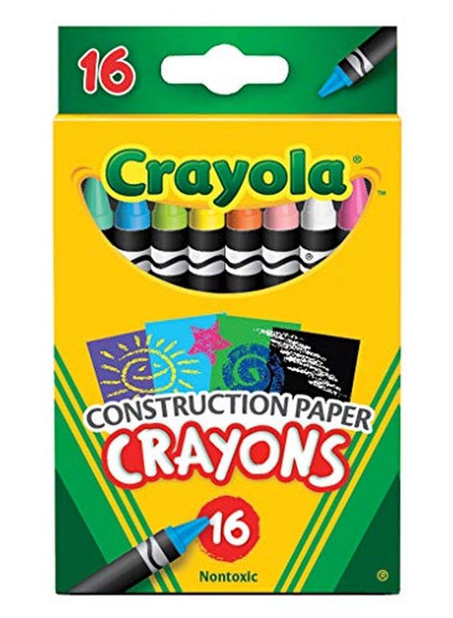 Crayola Construction Paper Crayons (16Ct) Kids Crayons Longlasting Nontoxic Vibrant Colors For Kids Arts And Crafts Ages 3+ - Image 1