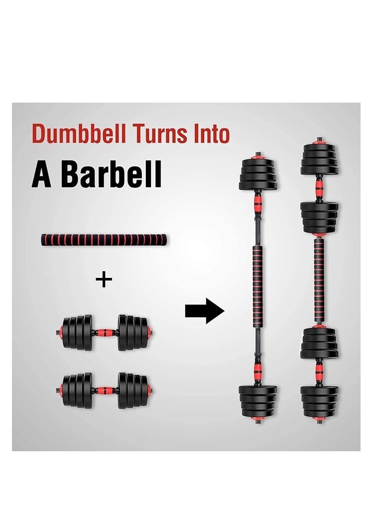 H PRO 20KG Adjustable 6 in 1 Dumbbell Set | Dumbbells Set with Connecting Rod | Barbell and Push-ups | Weightlifting Fitness for Home/Office - Image 3
