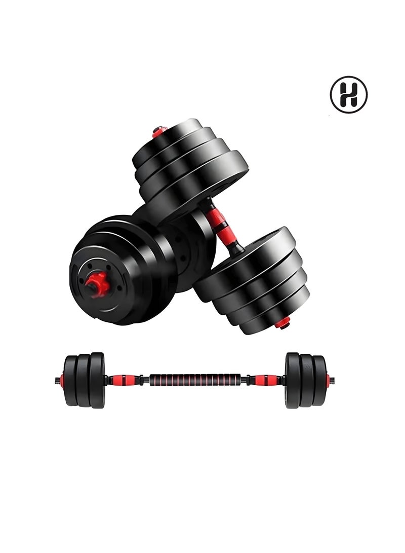 H PRO 20KG Adjustable 6 in 1 Dumbbell Set | Dumbbells Set with Connecting Rod | Barbell and Push-ups | Weightlifting Fitness for Home/Office - Image 1