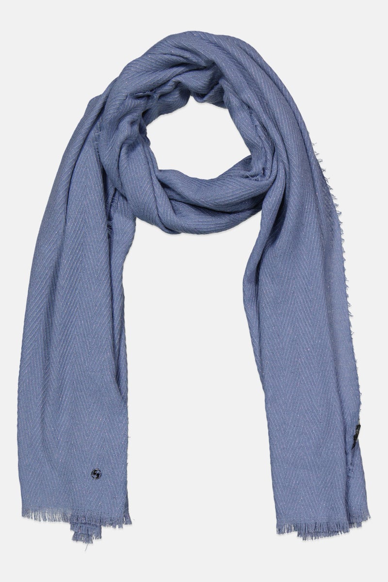 COMMA Women Metallic Scarf 206 L x 66 H cm, Blue - Image 1