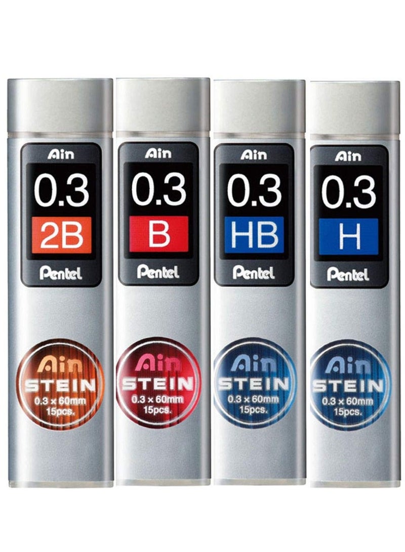 Pentel Ain Stein Mechanical Pencil Lead | Tip Size 0.3 Mm | Lead Of Grade Hb | Pack Of 15 Pcs (C273-Hb), Ink black - Image 3