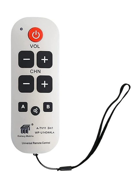 Big Button Universal Remote Control A-TV11 – Easy-to-Use, Ergonomic Remote for TVs, DVD Players, and More – Simplified Layout with Large Buttons
