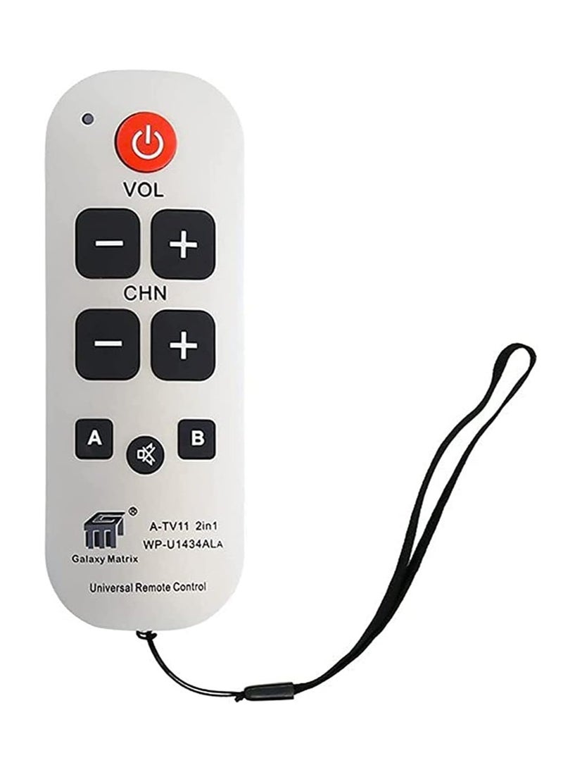 Generic - Big Button Universal Remote Control A-TV11 – Easy-to-Use, Ergonomic Remote for TVs, DVD Players, and More – Simplified Layout with Large Buttons - Image 1