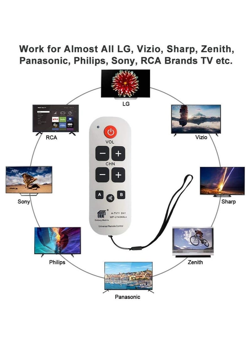 Generic - Big Button Universal Remote Control A-TV11 – Easy-to-Use, Ergonomic Remote for TVs, DVD Players, and More – Simplified Layout with Large Buttons - Image 1