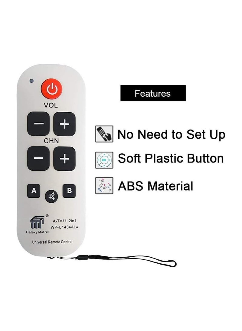 Generic - Big Button Universal Remote Control A-TV11 – Easy-to-Use, Ergonomic Remote for TVs, DVD Players, and More – Simplified Layout with Large Buttons - Image 1