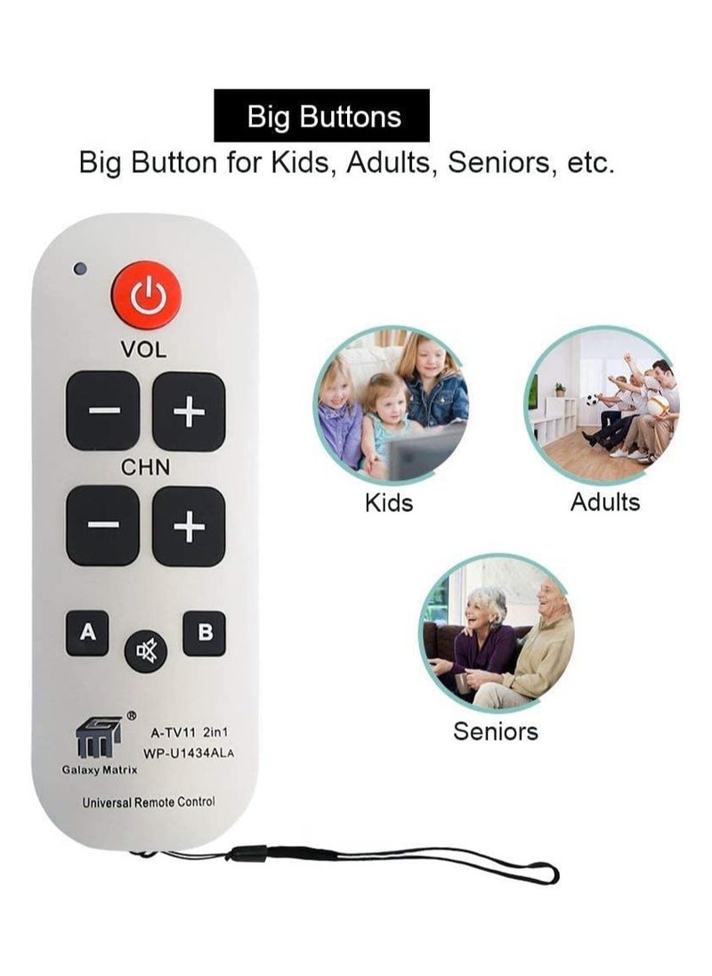 Generic - Big Button Universal Remote Control A-TV11 – Easy-to-Use, Ergonomic Remote for TVs, DVD Players, and More – Simplified Layout with Large Buttons - Image 1