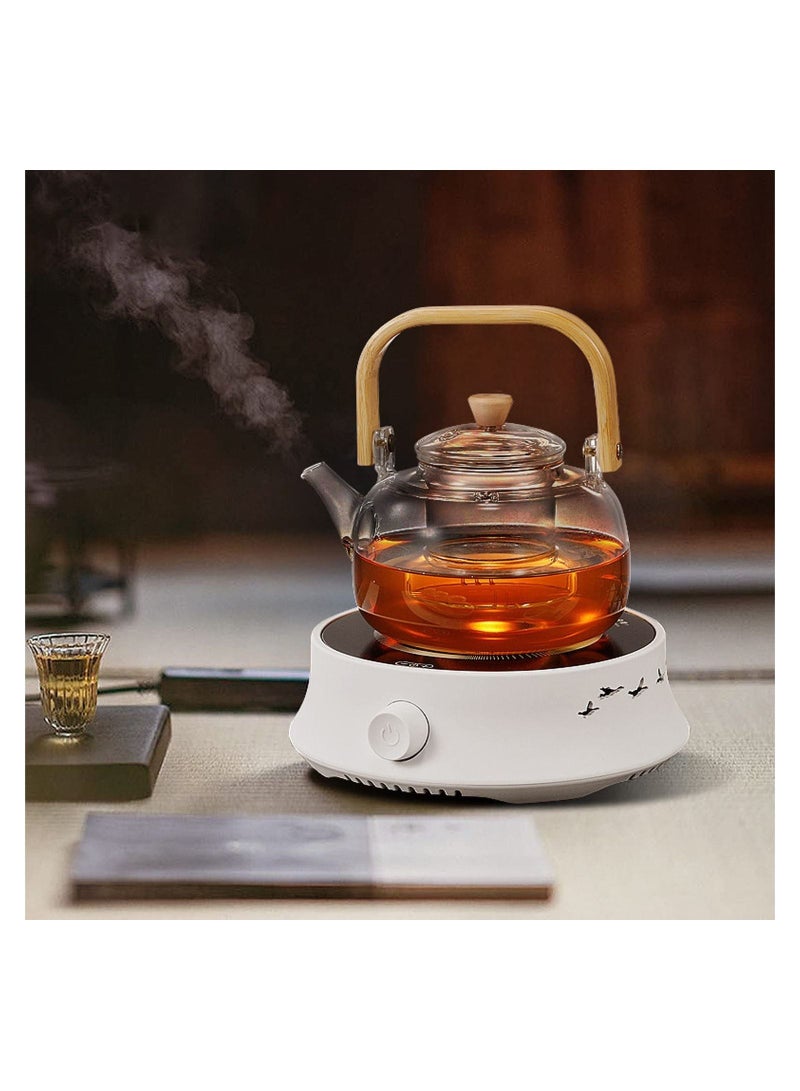 GGEROU Electric Coffee Pot Warmer with 900ml Teapot,Electric Teapot Stove,800W,Wooden - Image 3