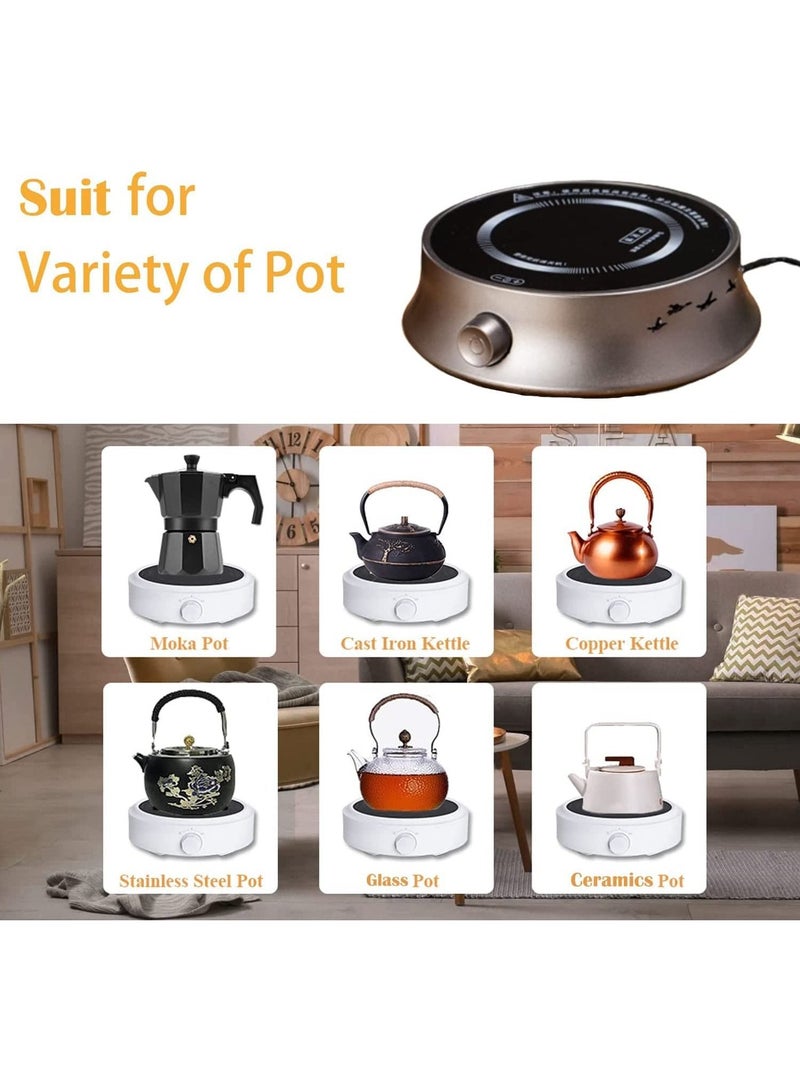 GGEROU Electric Coffee Pot Warmer with 900ml Teapot,Electric Teapot Stove,800W,Wooden - Image 2