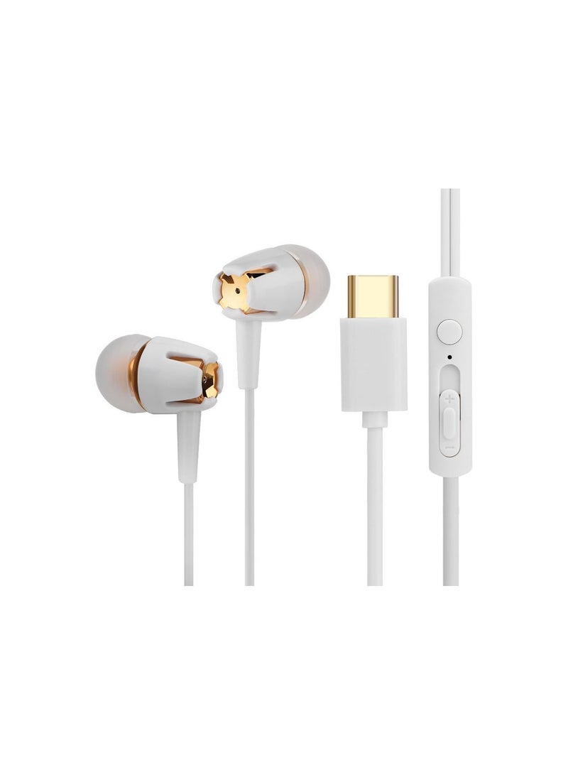 GGOOT Earphones, Wired In-ear Type-c Headphones Stereo Sound Earbuds with Powerful Bass for PC, Tablet, Android LETV Phone  - Image 1