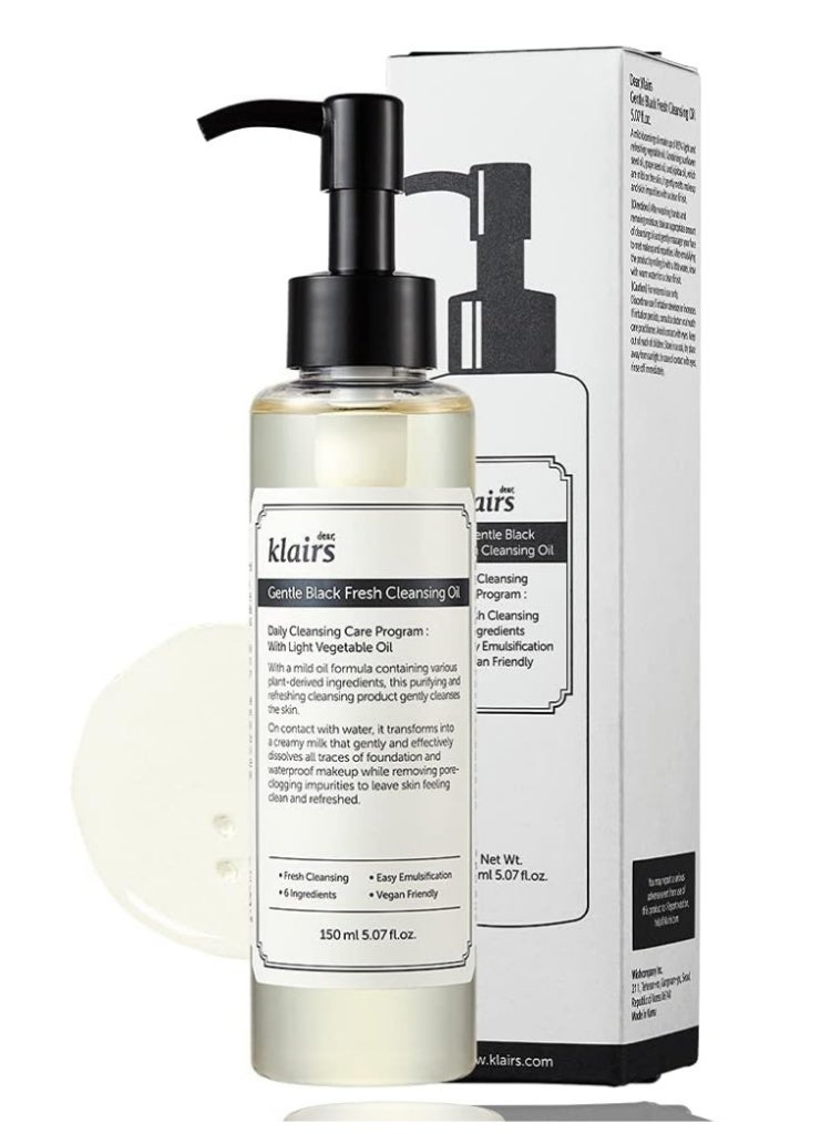 Klairs Oily & Congested Skin – KLAIRS Gentle Black Fresh Cleansing Oil 150ml | Deep Pore Cleansing & Blackhead Control - Image 1