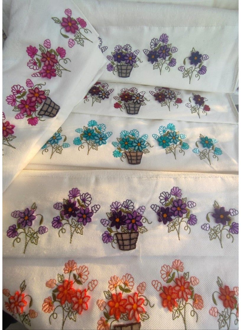 FIESTA Soft Velvet Towel 6 Pieces 3D Tufting Printed 50X90 cm  - Image 1