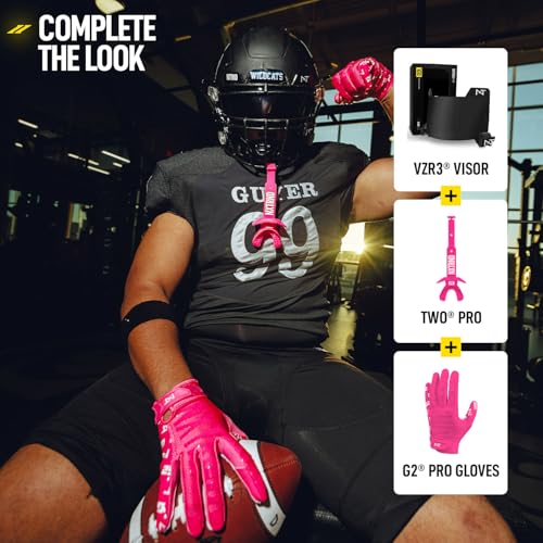 NXT NXTRND Nxtrnd Two Pro Football Mouth Guard, Permanent Strap, Fits Adult & Youth (Pink) - Image 5