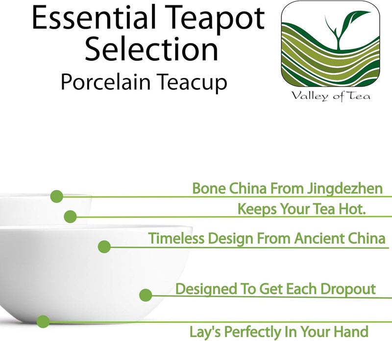 Valley of Tea Chinese Tea Cup Bone Porcelain  2 Teacups From China In Thin Porcelain  Classic Bowl Shape 50 ml Each  Chinese Tea Cups Bone China Tea Cup Chinese  - Image 2