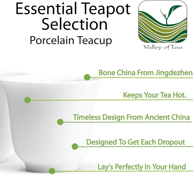 Valley of Tea Chinese Tea Cup Bone Porcelain  2 Teacups From China In Thin Porcelain  Classic Bowl Shape 50 ml Each  Chinese Tea Cups Bone China Tea Cup Chinese  - Image 4