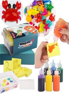 Diy New Magic Water Toys Set 3D Magic Water Gel Plastic Glass with Molds Water Educational Toy for Kids DIY Marine Life Toys Multiple Colors First Choices (13 Pcs)  - Image 1