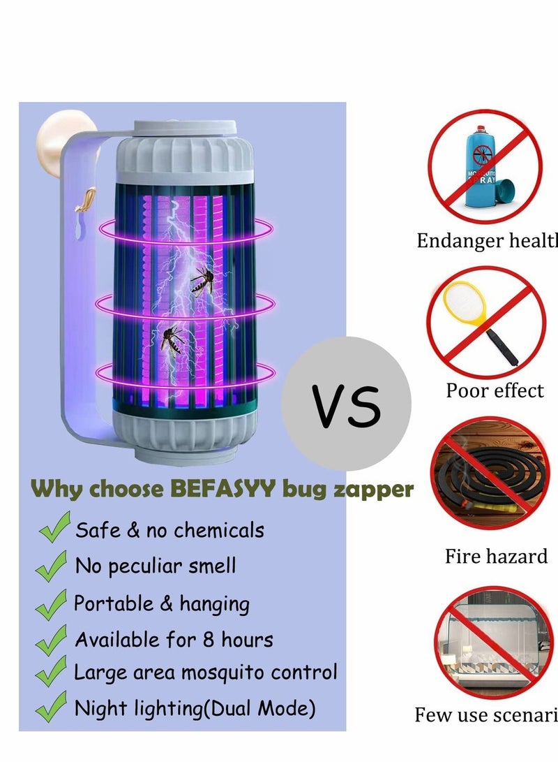 Y&D Electric Mosquito Killer, Portable Wall Mounted USB Rechargeable Outdoor Trap Lamp, Double Baits, Dual Mode, Ultra-Quiet, Power Saving, Indoor Zapper, for Home Backyard Garden Patio  - Image 4