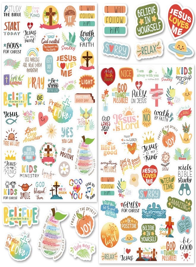 LINAYE 24 Sheets Christian Jesus Stickers for Kids Adults, Waterproof Adhesive Inspirational Jesus Faith Religious Bible Verse Stickers Bulk for Boys Girls Kids Version 2.0 - Image 1