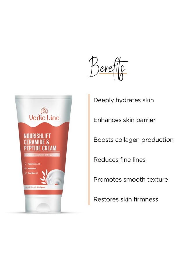 Vedic Line Vedicline NourishLift Ceramide & Peptide Face Cream, Deeply Hydrate & Moisturize Skin For Normal to Very Dry Skin, Make Nourished Glowy Skin 100ml  - Image 5