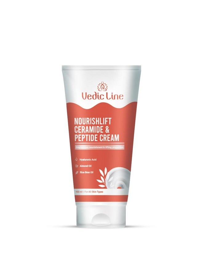 Vedic Line Vedicline NourishLift Ceramide & Peptide Face Cream, Deeply Hydrate & Moisturize Skin For Normal to Very Dry Skin, Make Nourished Glowy Skin 100ml  - Image 3