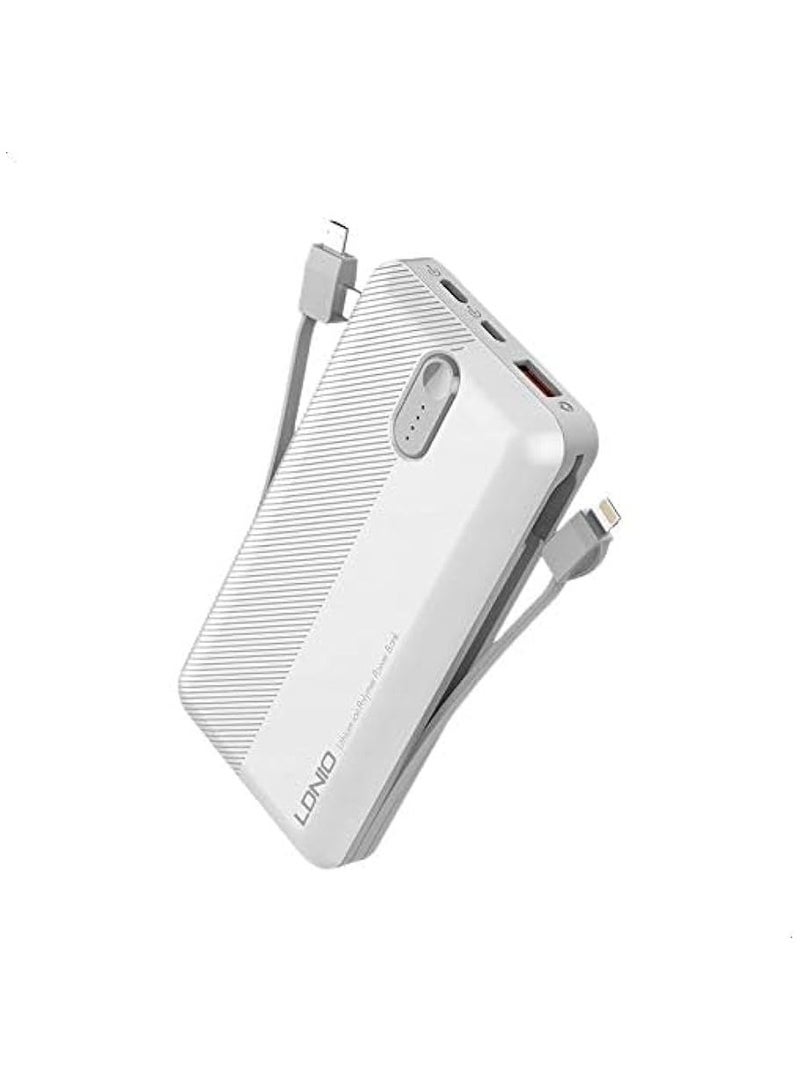 لدنيو بنك الطاقة السلكي LDNIO PL1013 بسعة 10000 مللي أمبير في الساعة - أبيض - Image 1