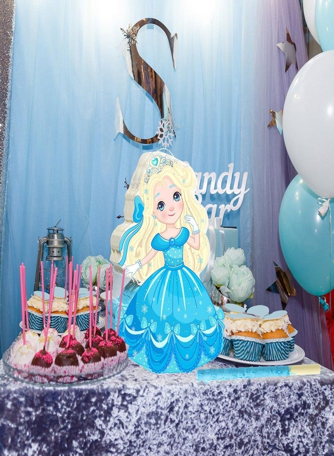 Threan Princess Piñata Girl Princess Party Game Set Blue Theme Piñata Birthday Decorations with Stick for Girl Baby Birthday Party Game Supplies Decoration - Image 5