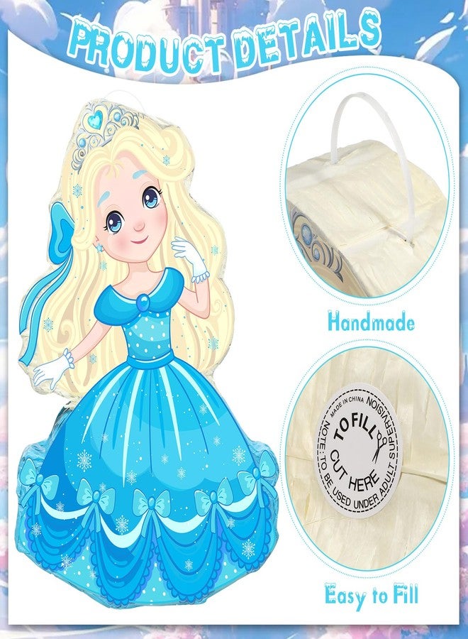 Threan Princess Piñata Girl Princess Party Game Set Blue Theme Piñata Birthday Decorations with Stick for Girl Baby Birthday Party Game Supplies Decoration - Image 2