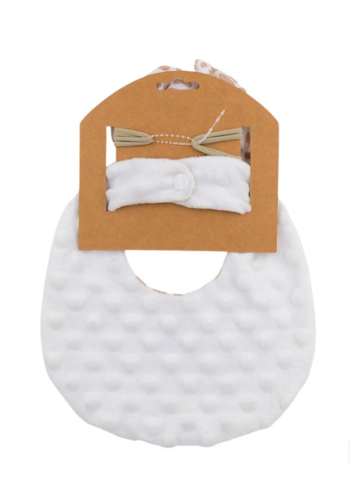 Bambimici Bambimici - Luna Ribbon Headband & Baby Bib Set - Floral Light Pink  - Image 2