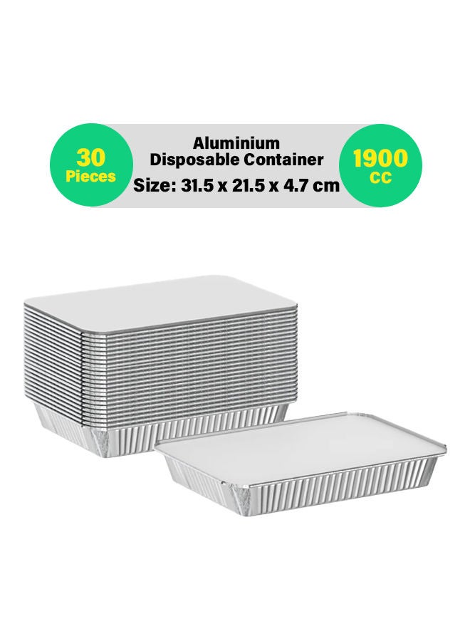 cleaning superstore 30-Pcs Disposable Aluminum Food Containers with Lid 1900 CC - Image 1