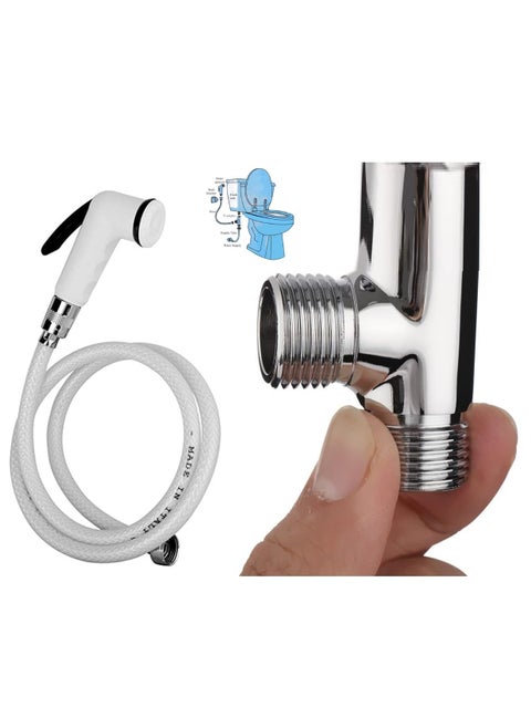 An easy-to-install bathroom bidet consisting of a bidet with a hose in Al-Abeqa with an adapter under the bathroom base