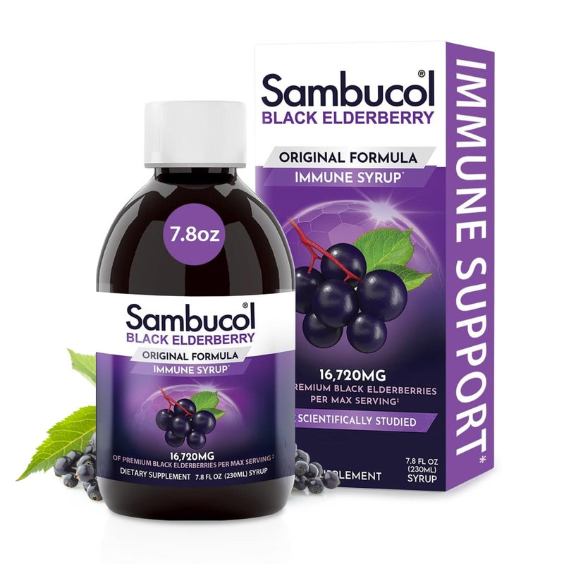 Sambucol Black Elderberry Syrup - Sambucus Elderberry Syrup for Adults Immune Support, Elderberry Liquid, Elderberry Extract, Gluten Free - 7.8 Fl Oz - Image 1